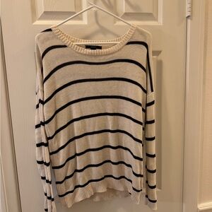 Forever 21 Cream and Black Striped Sweater